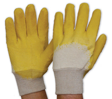 Pro Choice Latex Yellow Glass Gripper Gloves With Knitted Wrist