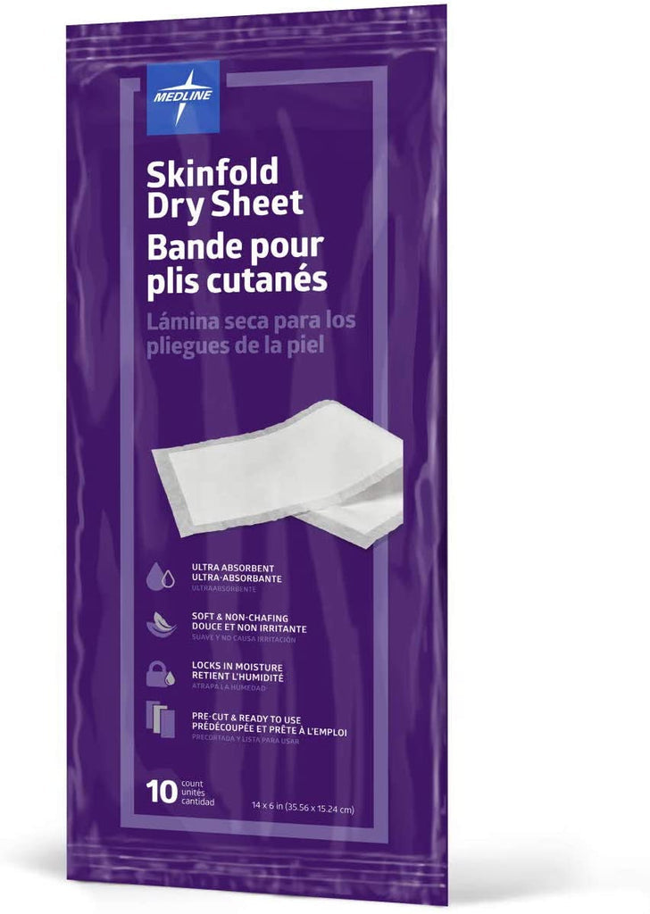 Medline Ultrasorb Skinfold Dry Sheet 6 X 14" ( 15 X 35cm) (Quantity: Pack of 10)