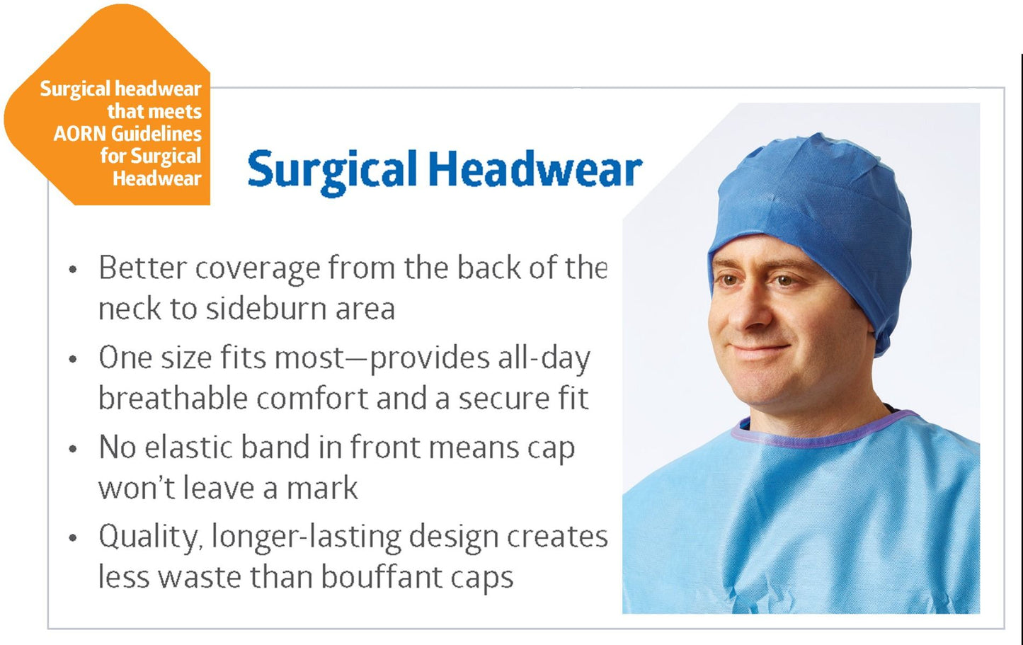 Medline Surgical Sheer Gaurd Surgeon's Cap With Ties Scrim Reinforced Blue. (Pack of 100 & 500)
