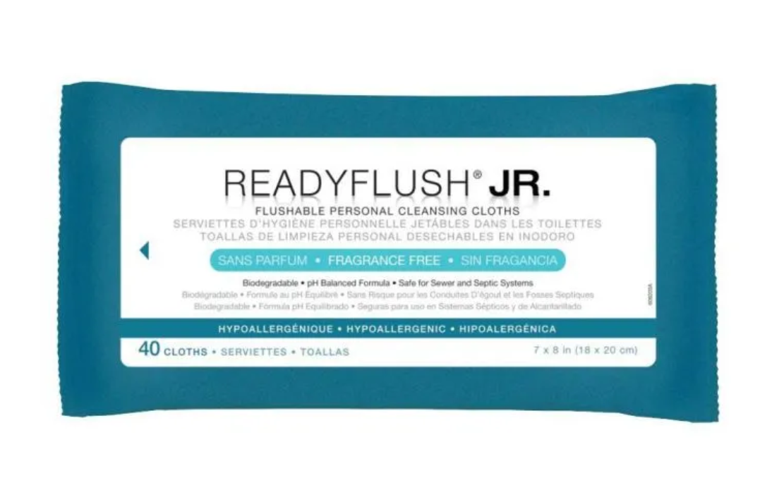 Medline ReadyFlush Biodegradable Flushable Wipes Jr. Fragrance Free