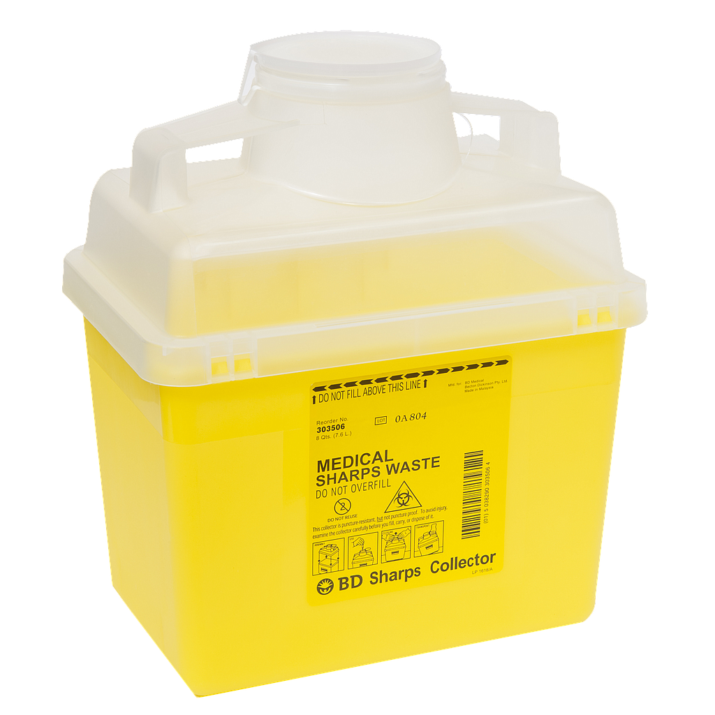 BD Sharps Collector Yellow 7.6L Nestable Fluted Top 303506