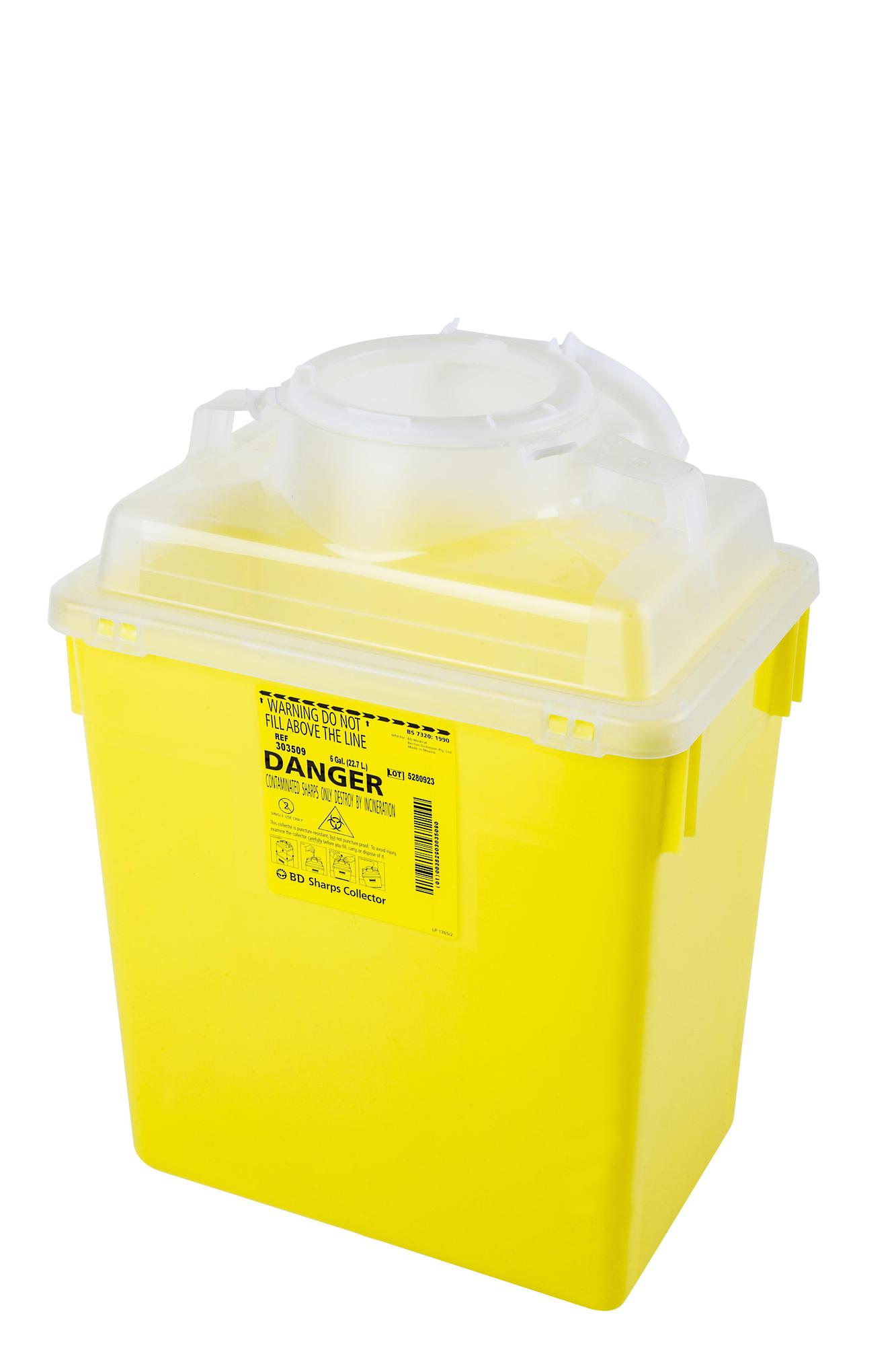 BD Sharps Collector Yellow 22.7l Non Vent Open Top 303509