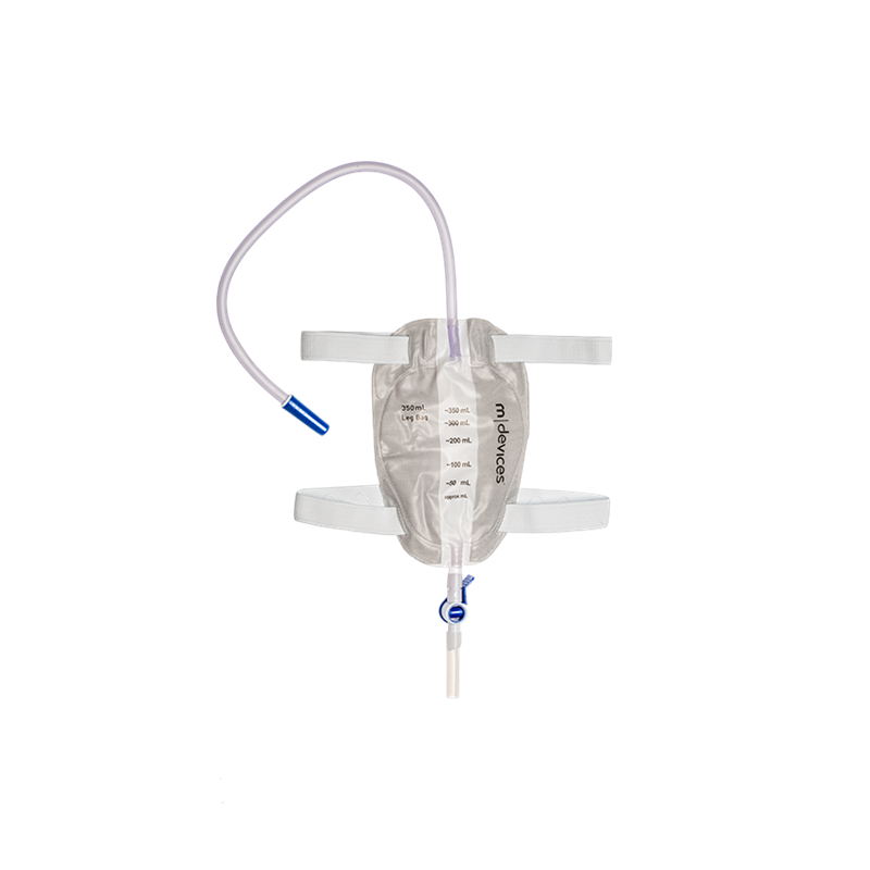 Leg Bag - Lever Tap Non-Return Valve 50cm Long Tube with Silicone Lined Straps and Fabric Fastener, 350mL